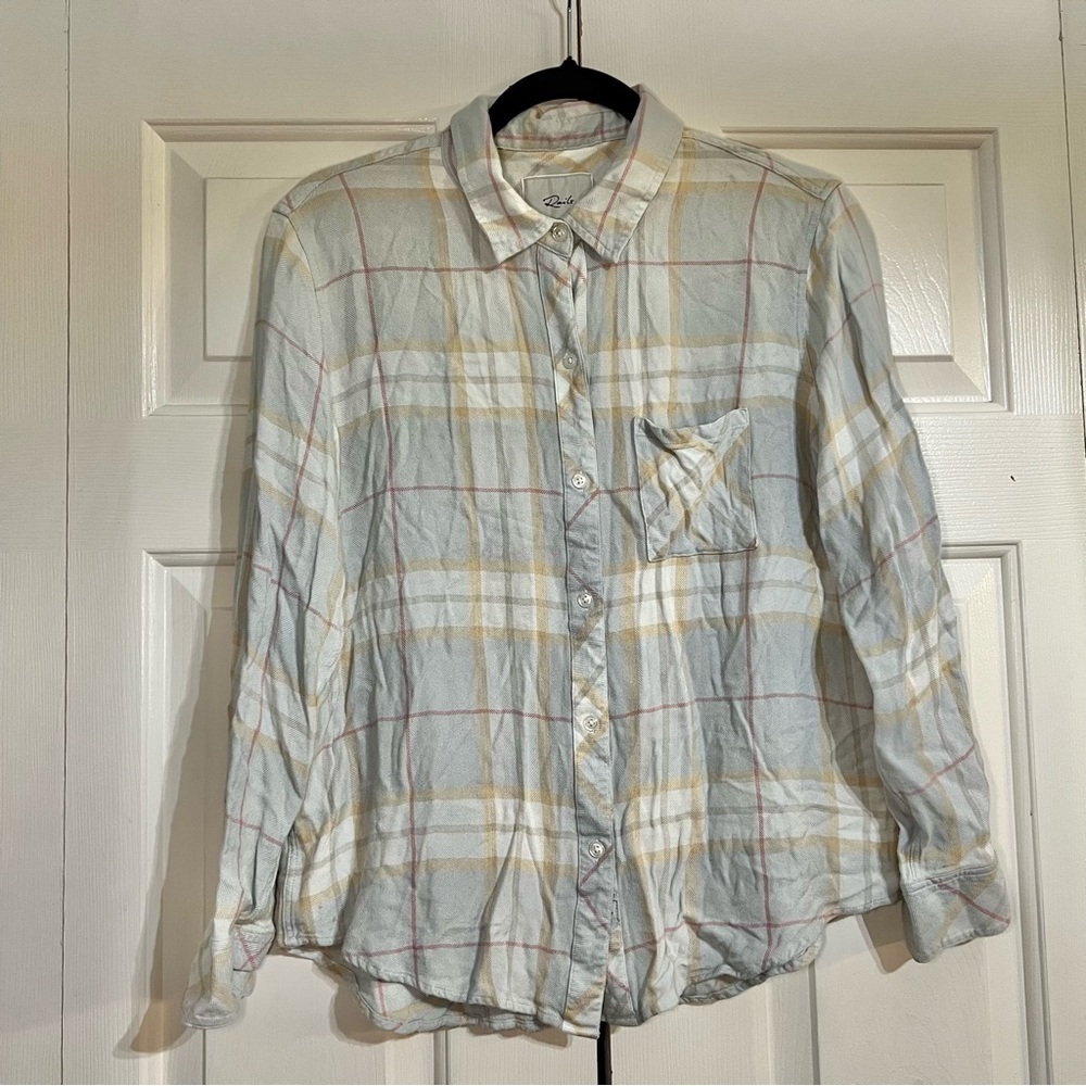 Rails Plaid Button Up Medium Blouse Top Hunter Oy… - image 5